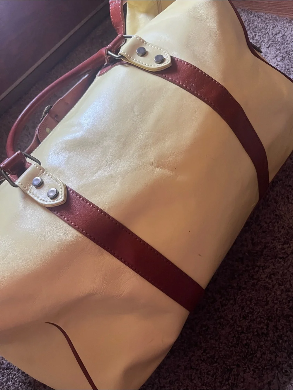 Valentina In Pell Yellow Leather Duffle Bag Made In Italy Deer Head Crest